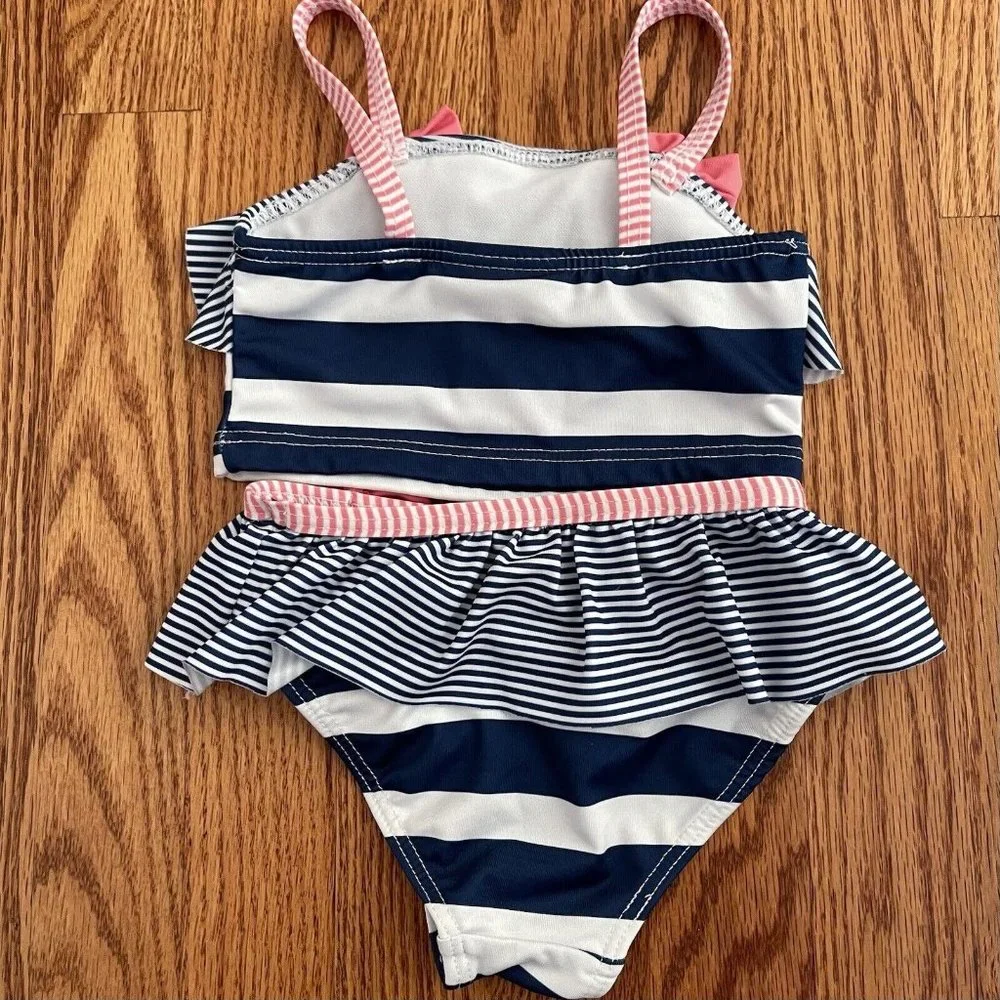 Penelope Mack Bikini Girls Size 24 Months Baby Toddler‎ Striped Bow Blue Pink